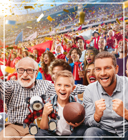 SUPER SOFT PLUSH - RED PLAID OUTFIT - BLACK BEAR with Football Plush