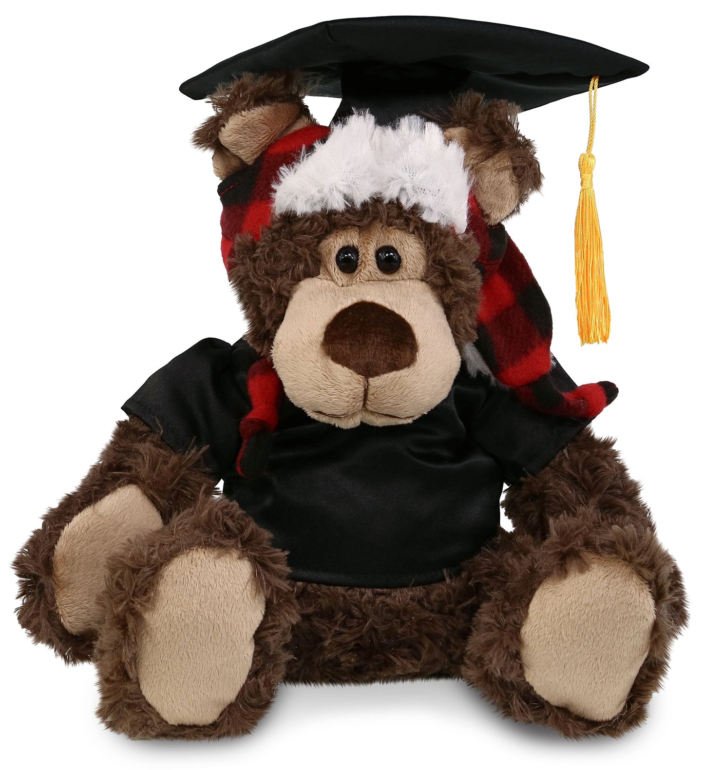 PLUSH GRADUATION - SUPER SOFT PLUSH - RED PLAID OUTFIT - GRIZZLY BEAR
