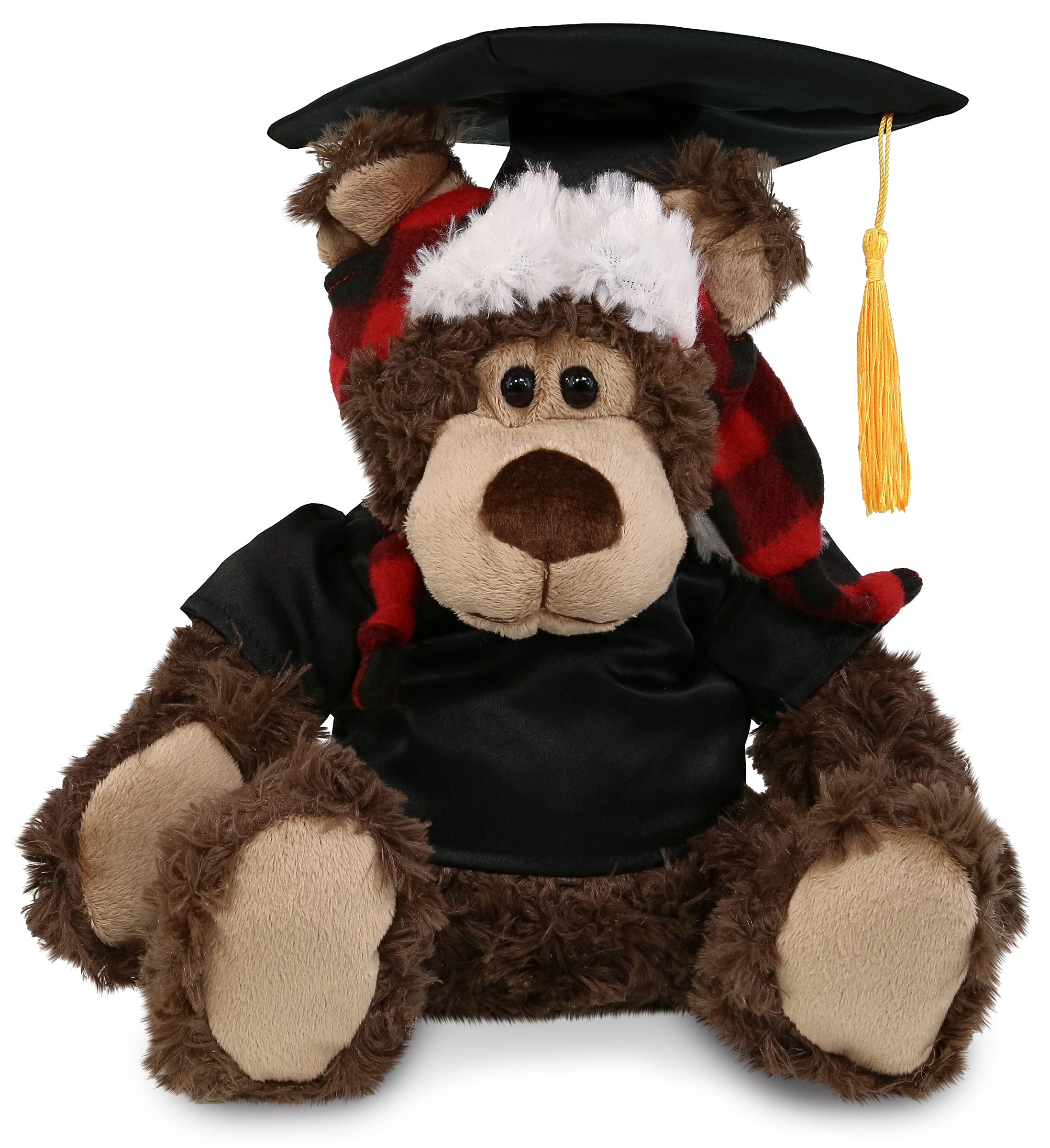 PLUSH GRADUATION - SUPER SOFT PLUSH - RED PLAID OUTFIT - GRIZZLY BEAR