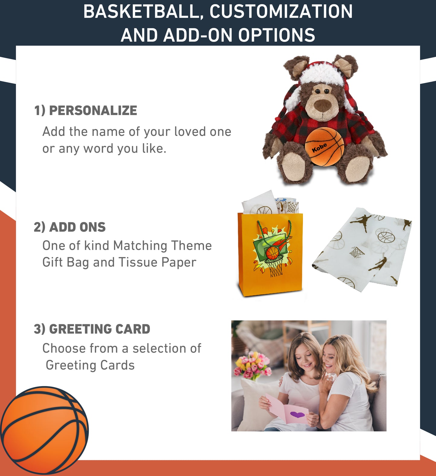 SUPER SOFT PLUSH - RED PLAID OUTFIT - GRIZZLY BEAR with Basketball Plush