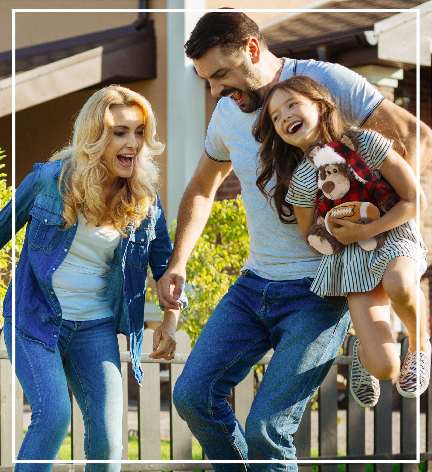 SUPER SOFT PLUSH - RED PLAID OUTFIT - GRIZZLY BEAR with Football Plush
