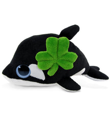 DolliBu Big Eye Killer Whale Stuffed Animal with Green Plush Shamrock - 6 Inch