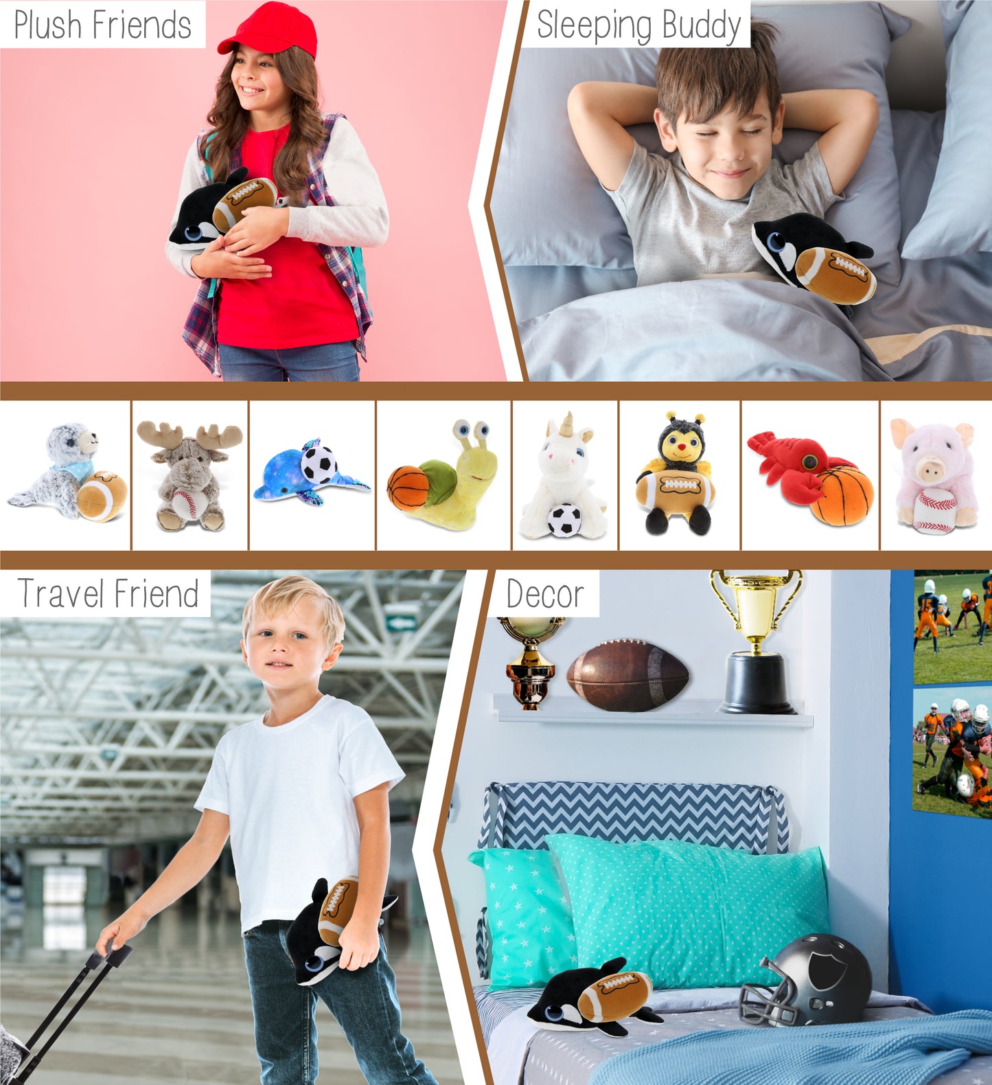 BIG EYE 6' PLUSH - KILLER WHALE With Football Plush