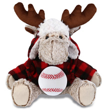 SUPER SOFT PLUSH - RED PLAID OUTFIT - MOOSE with Baseball Plush