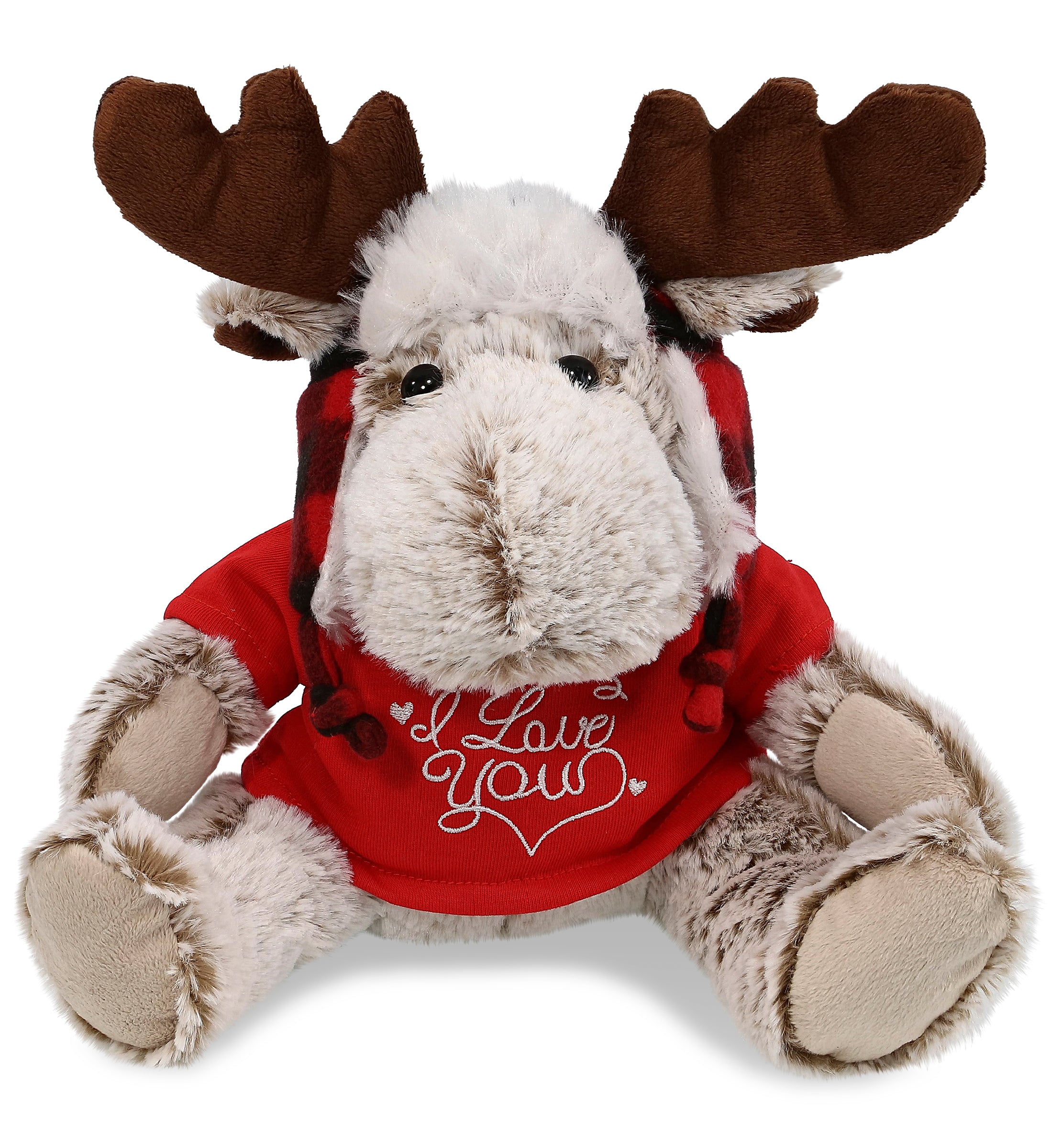 PLUSH I LOVE YOU RED SHIRT- SUPER SOFT PLUSH - RED PLAID OUTFIT - MOOSE