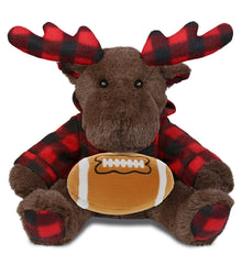 SUPER SOFT PLUSH - PLAID BROWN MOOSE WITH HOODIE with Football Plush