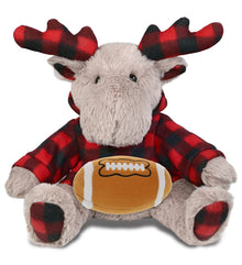 SUPER SOFT PLUSH - PLAID BEIGE MOOSE WITH HOODIE with Football Plush