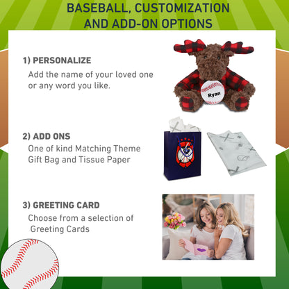 SUPER SOFT PLUSH - PLAID CURLY MOOSE WITH HOODIE with Baseball Plush