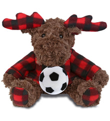 SUPER SOFT PLUSH - PLAID CURLY MOOSE WITH HOODIE with Soccer Plush