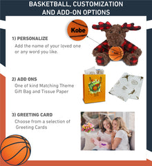 SUPER SOFT PLUSH - PLAID CURLY MOOSE WITH HOODIE with Basketball Plush