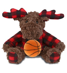 SUPER SOFT PLUSH - PLAID CURLY MOOSE WITH HOODIE with Basketball Plush