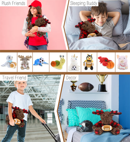 SUPER SOFT PLUSH - PLAID CURLY MOOSE WITH HOODIE with Football Plush