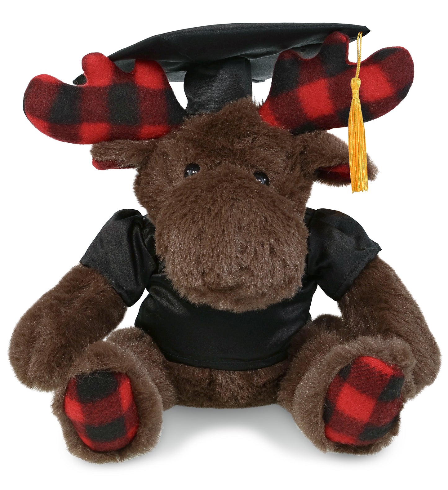 PLUSH GRADUATION - SUPER SOFT PLUSH - PLAID BROWN MOOSE
