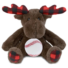 SUPER SOFT PLUSH - PLAID BROWN MOOSE with Baseball Plush