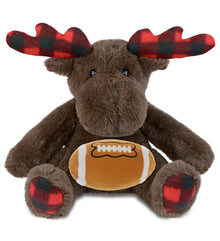 SUPER SOFT PLUSH - PLAID BROWN MOOSE with Football Plush