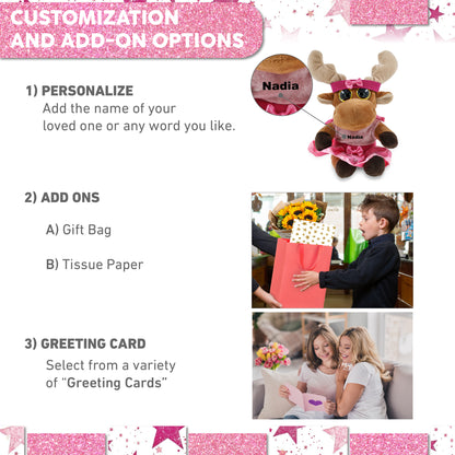 BIG EYE 6' PLUSH - MOOSE WITH BALLERINA DRESS UP