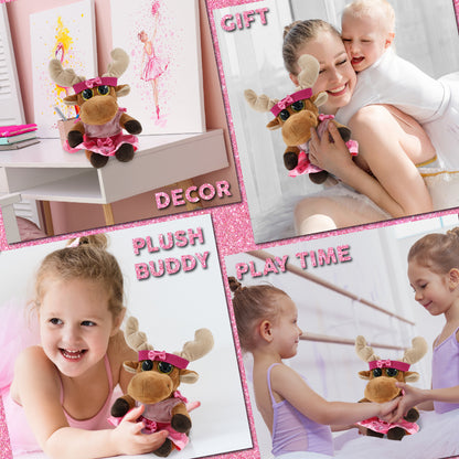 BIG EYE 6' PLUSH - MOOSE WITH BALLERINA DRESS UP
