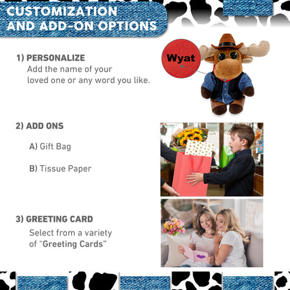 BIG EYE 6' PLUSH - MOOSE With COWBOY Dress Up