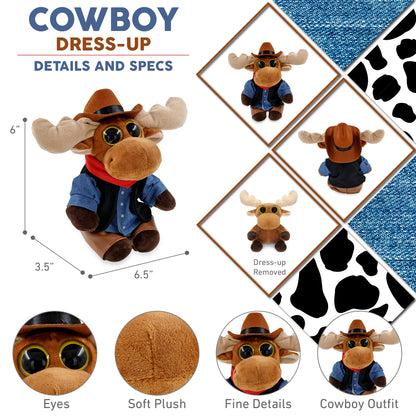 BIG EYE 6' PLUSH - MOOSE With COWBOY Dress Up