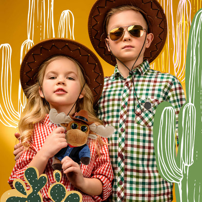 BIG EYE 6' PLUSH - MOOSE With COWBOY Dress Up