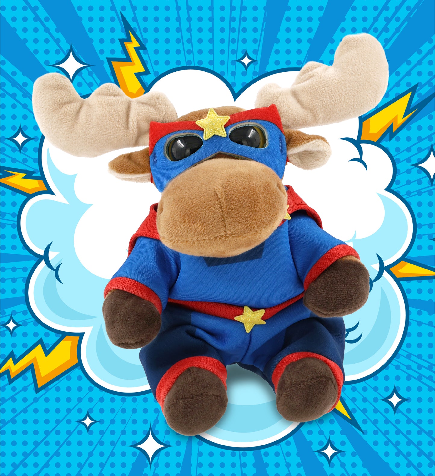 BIG EYE 6' PLUSH - MOOSE With SUPER HERO Dress Up
