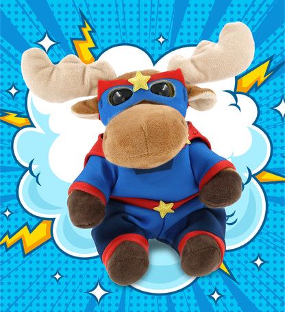BIG EYE 6' PLUSH - MOOSE With SUPER HERO Dress Up