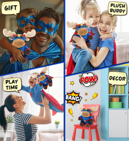 BIG EYE 6' PLUSH - MOOSE With SUPER HERO Dress Up