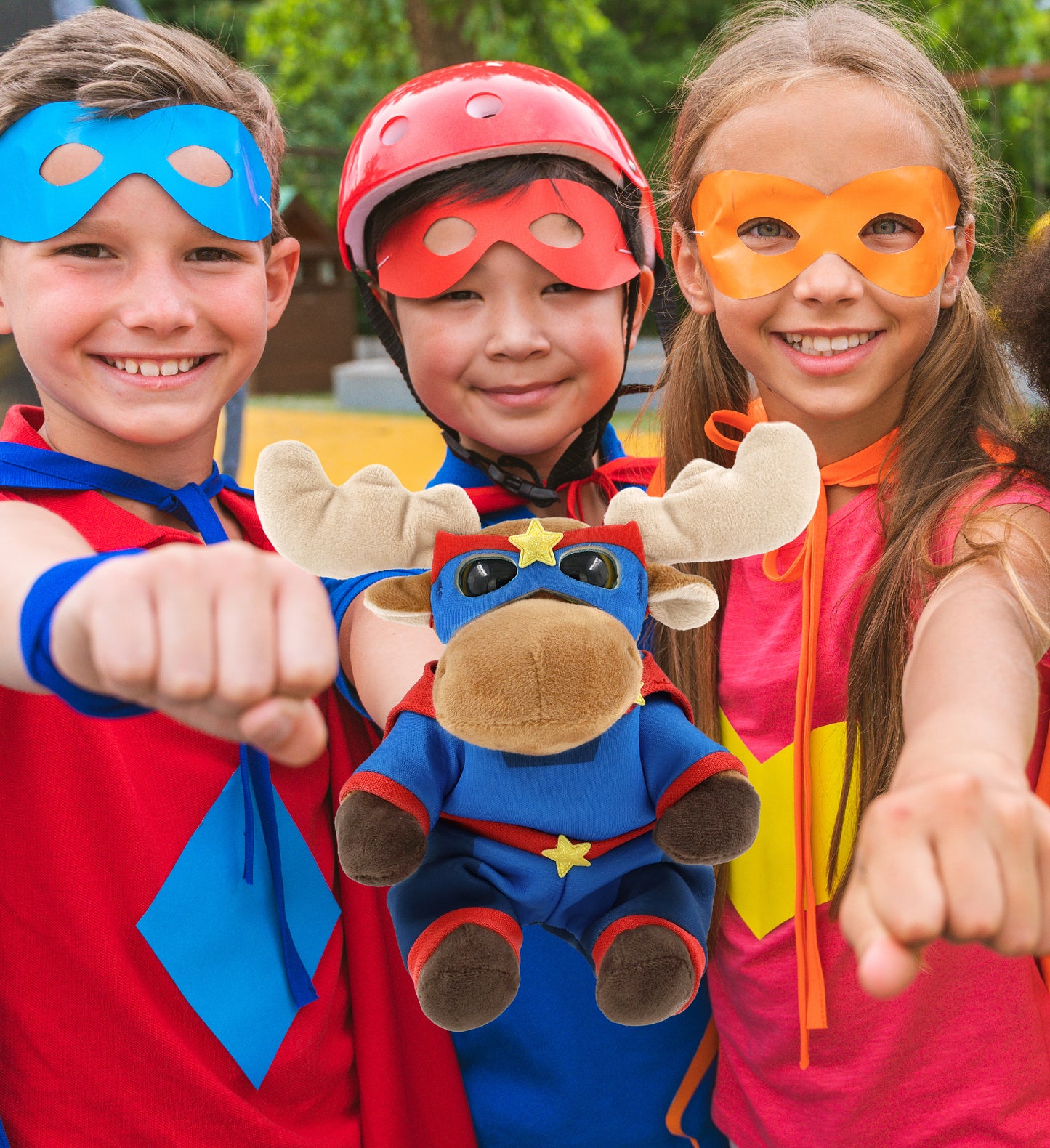 BIG EYE 6' PLUSH - MOOSE With SUPER HERO Dress Up