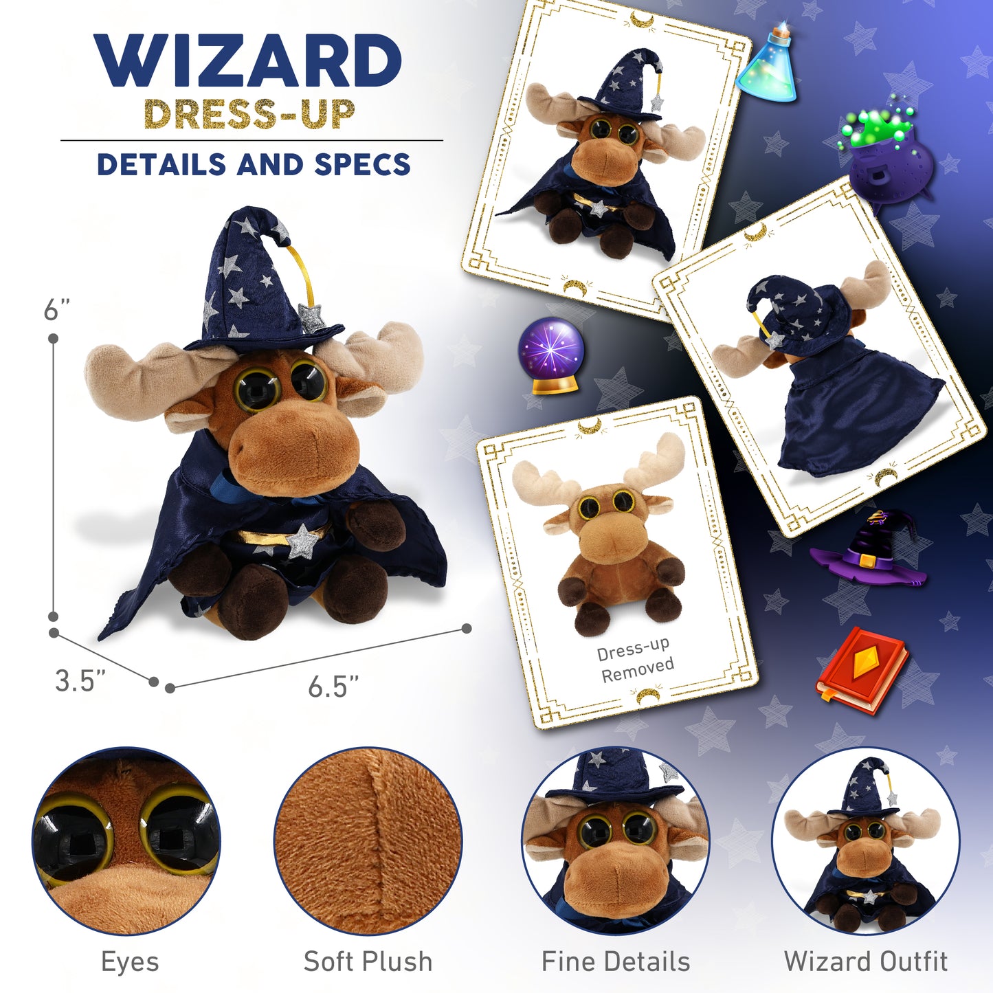 BIG EYE 6' PLUSH - MOOSE WIZARD