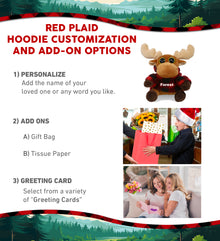 BIG EYE 6' PLUSH - MOOSE WITH RED PLAID HOODIE