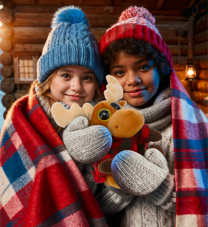 BIG EYE 6' PLUSH - MOOSE WITH RED PLAID HOODIE