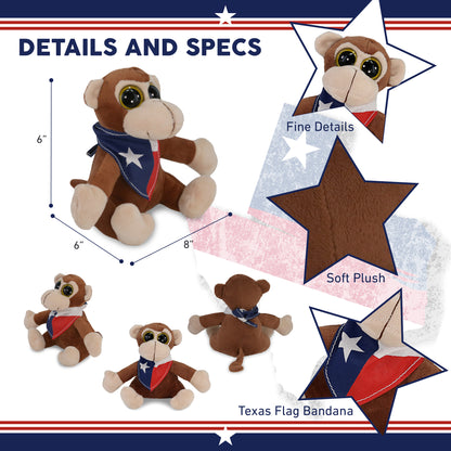 BIG EYE 6' PLUSH - MONKEY WITH TEXAS FLAG BANDANA