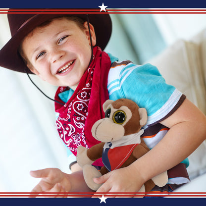 BIG EYE 6' PLUSH - MONKEY WITH TEXAS FLAG BANDANA
