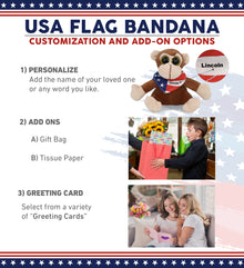 BIG EYE 6' PLUSH - MONKEY WITH USA FLAG BANDANA