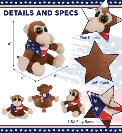 BIG EYE 6' PLUSH - MONKEY WITH USA FLAG BANDANA