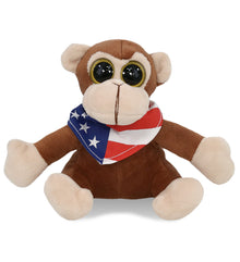 BIG EYE 6' PLUSH - MONKEY WITH USA FLAG BANDANA