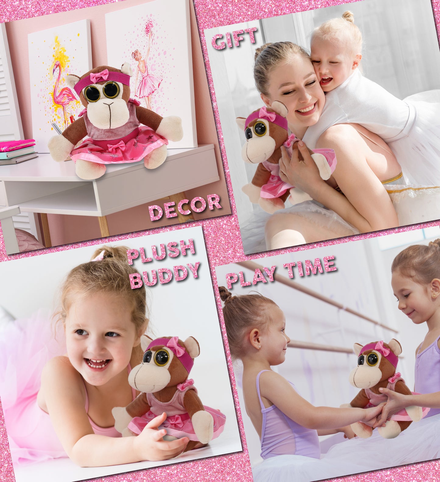BIG EYE 6' PLUSH - MONKEY BALLERINA