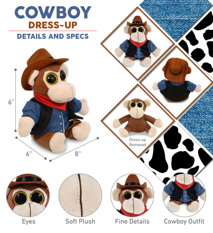 BIG EYE 6' PLUSH - MONKEY COWBOY DRESS UP