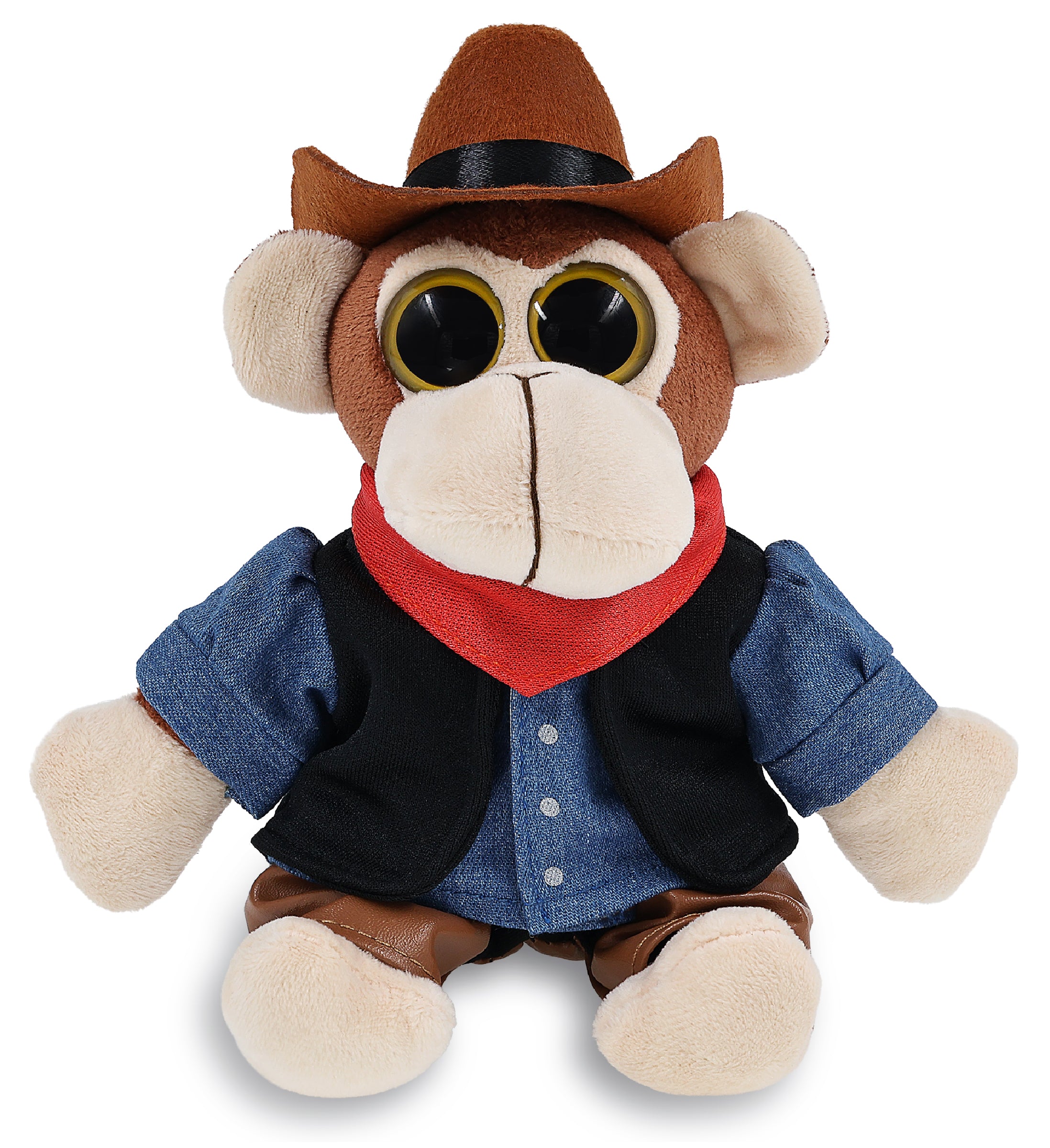 BIG EYE 6' PLUSH - MONKEY COWBOY DRESS UP
