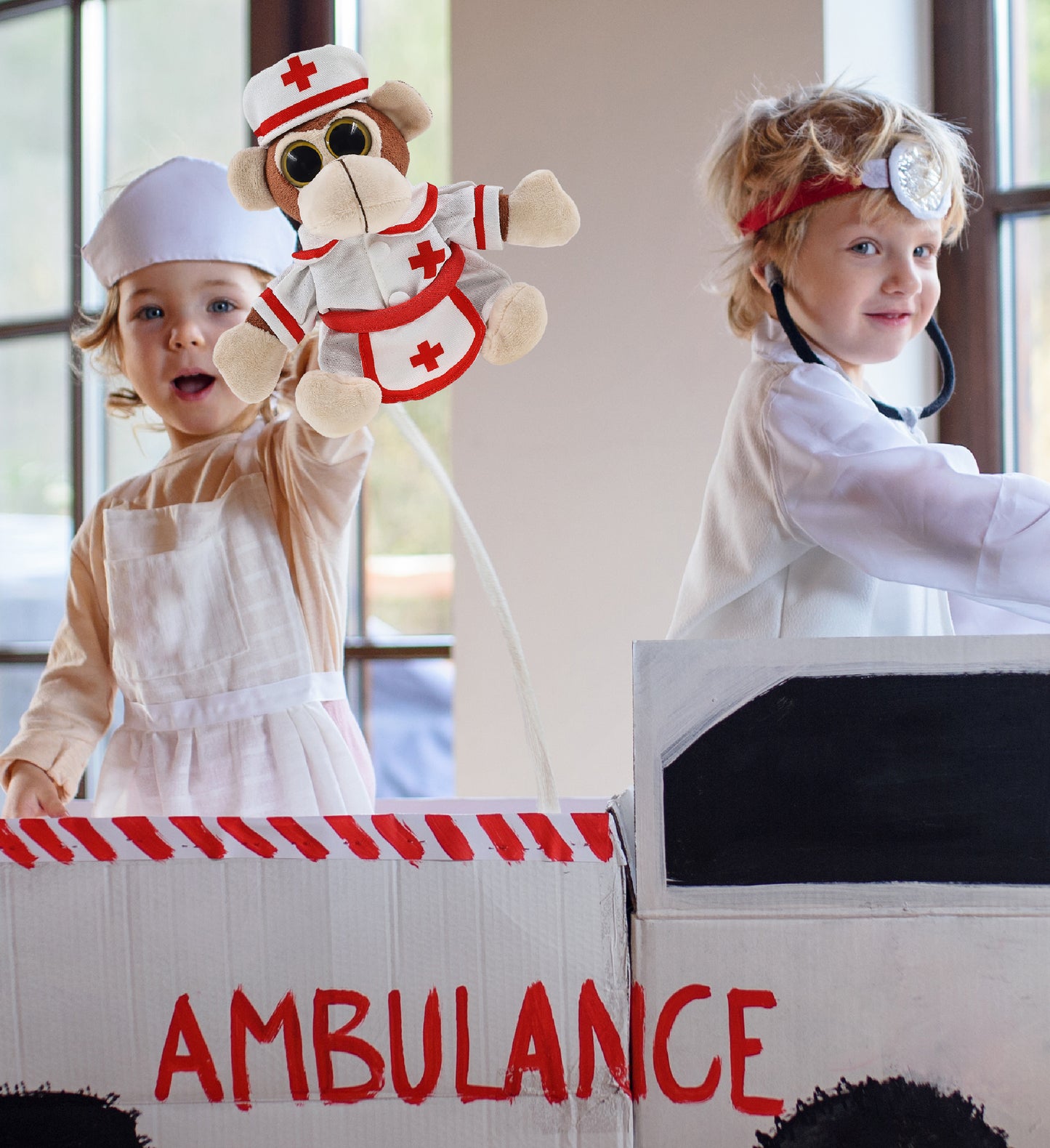 BIG EYE 6' PLUSH - MONKEY With NURSE Dress-Up