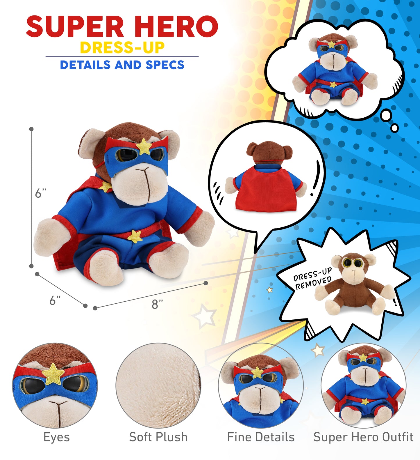 BIG EYE 6' PLUSH - MONKEY SUPER HERO