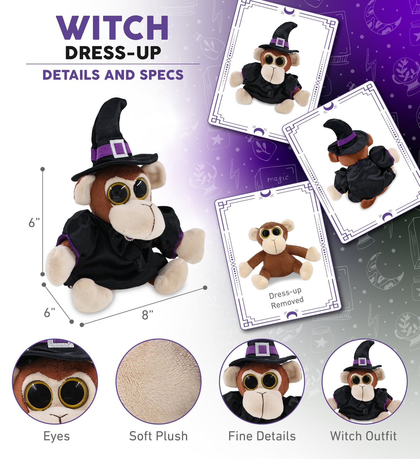 BIG EYE 6' PLUSH - MONKEY WITCH