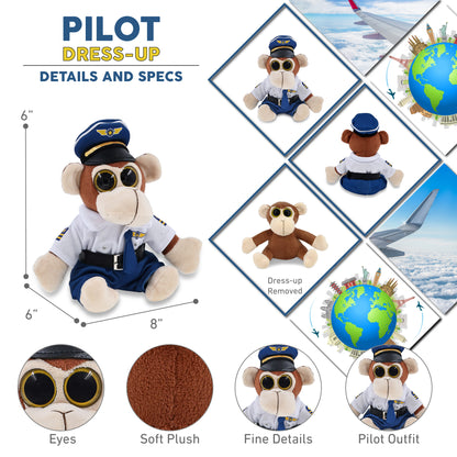 BIG EYE 6' PLUSH - MONKEY WITH PILOT DRESS UP
