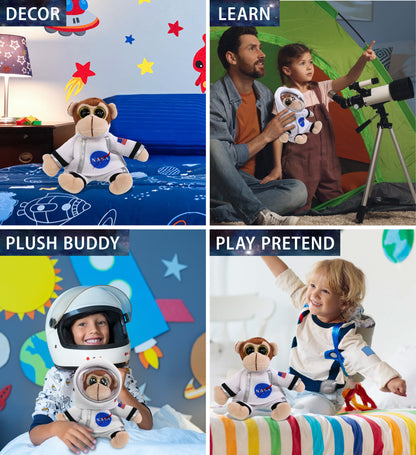 Big Eyes Monkey Plush With Astronaut Dress Up – Super Soft Plush