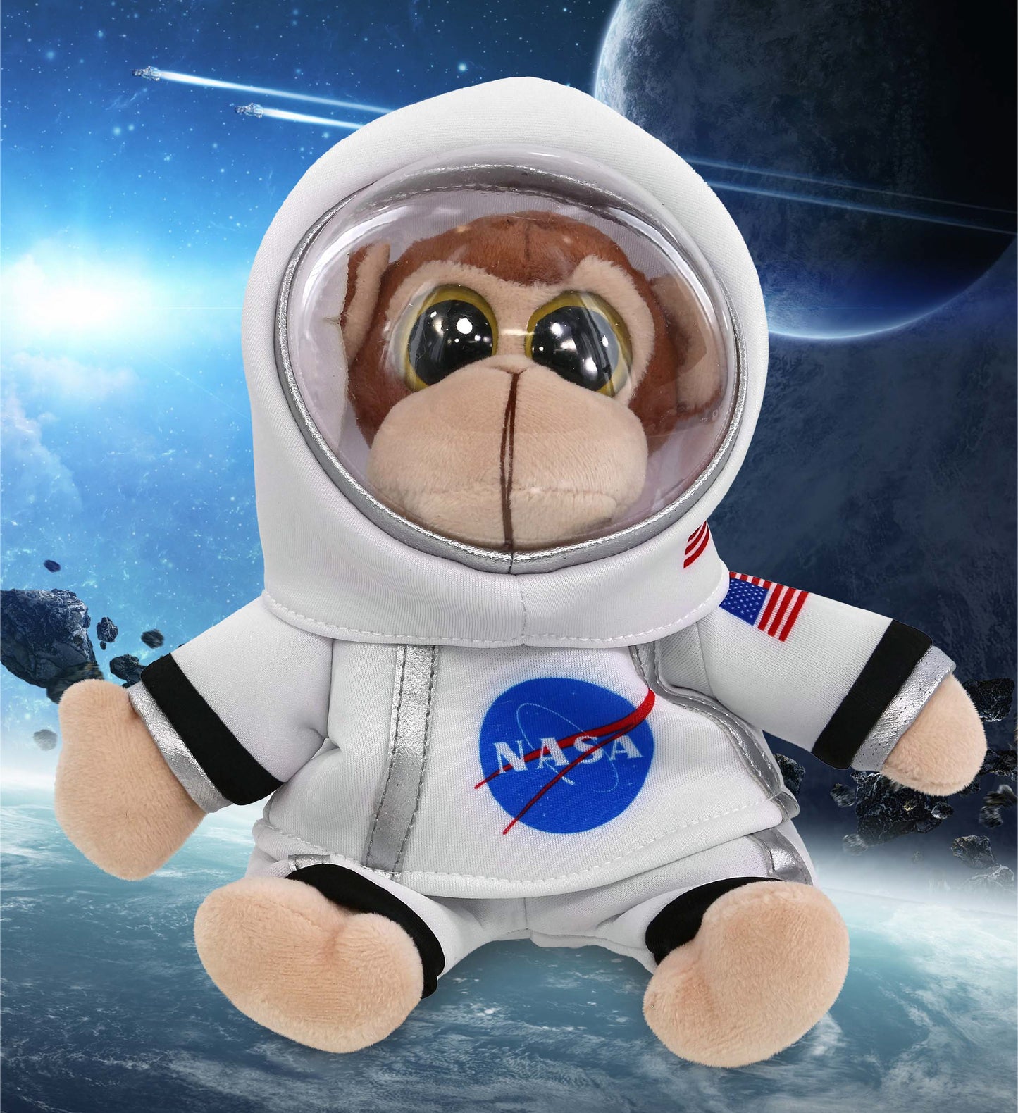 Big Eyes Monkey Plush With Astronaut Dress Up – Super Soft Plush