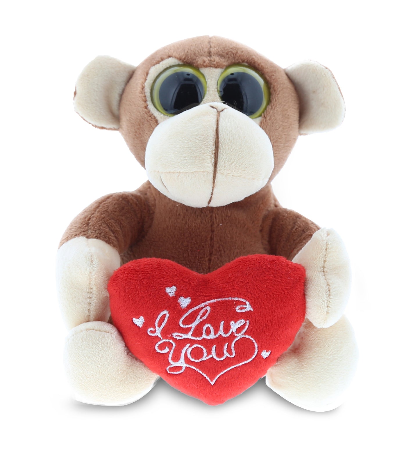 PLUSH I LOVE YOU RED HEART - BIG EYE 6' PLUSH - MONKEY