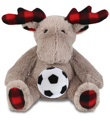 SUPER SOFT PLUSH - PLAID BEIGE MOOSE with Soccer Plush