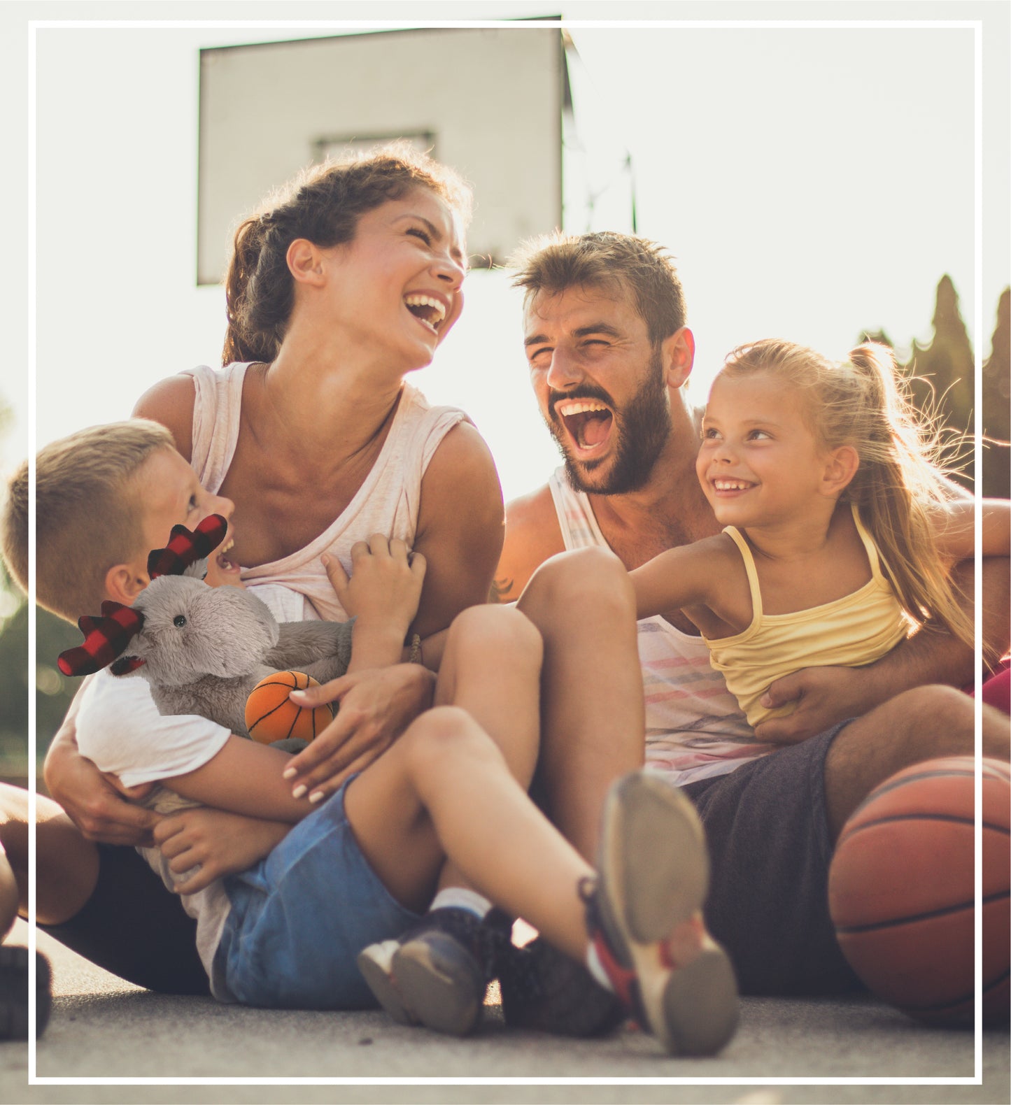 SUPER SOFT PLUSH - PLAID BEIGE MOOSE with Basketball Plush