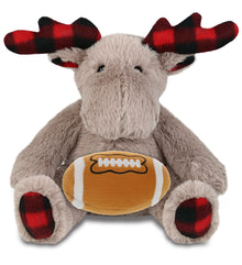 SUPER SOFT PLUSH - PLAID BEIGE MOOSE with Football Plush