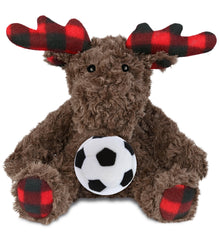 SUPER SOFT PLUSH - PLAID CURLY MOOSE with Soccer Plush